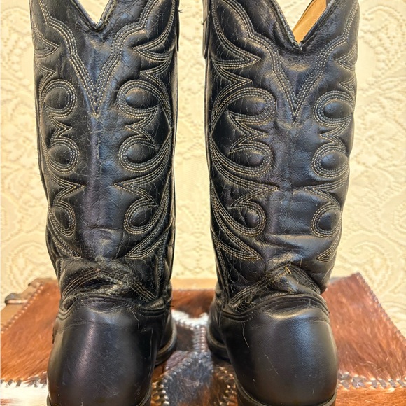 Vintage Black Western Leather Boots men’s size 8 1/2 EE wide - Picture 7 of 11